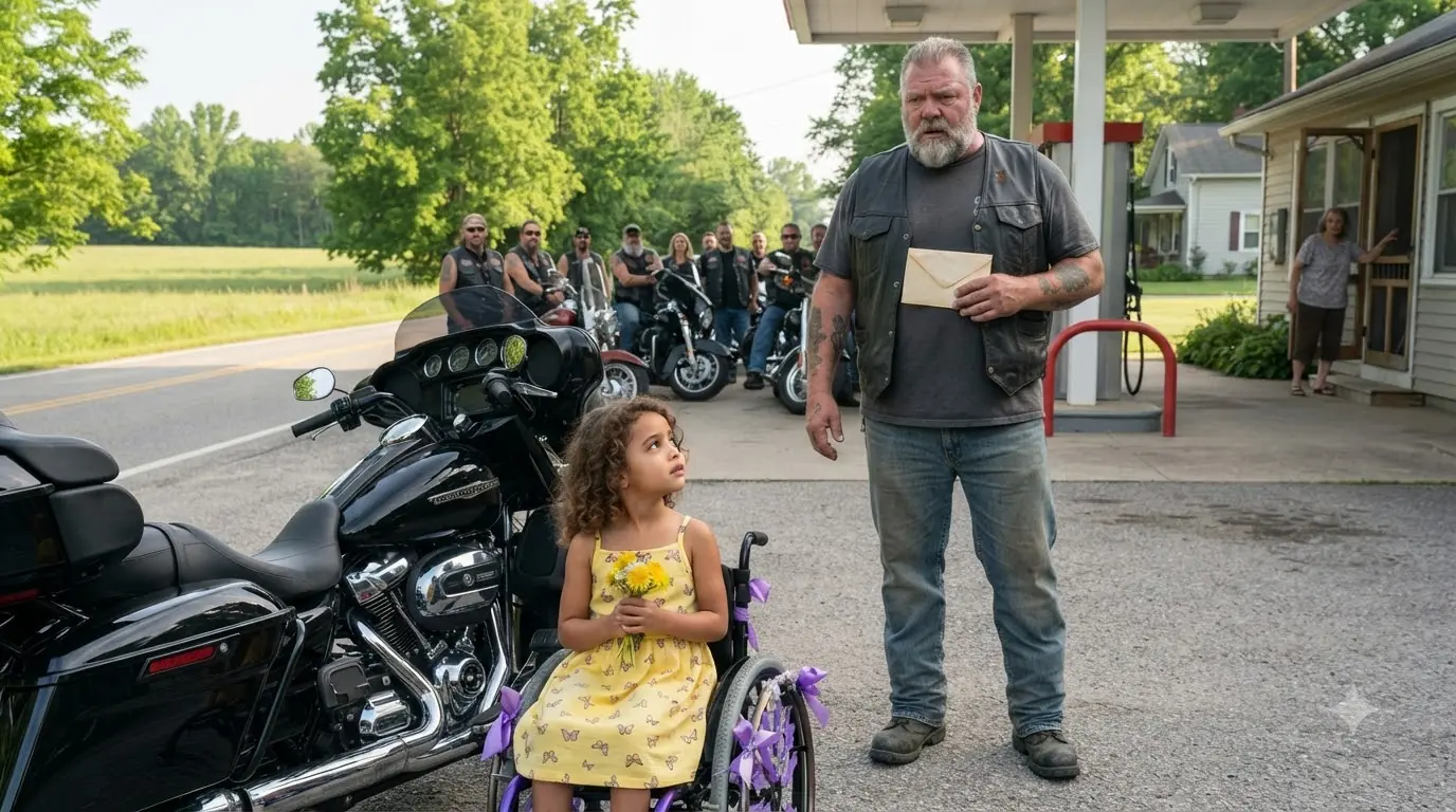 A Little Girl Watched the Bikers Arrive — Then Their Leader Knelt Beside Her Wheelchair