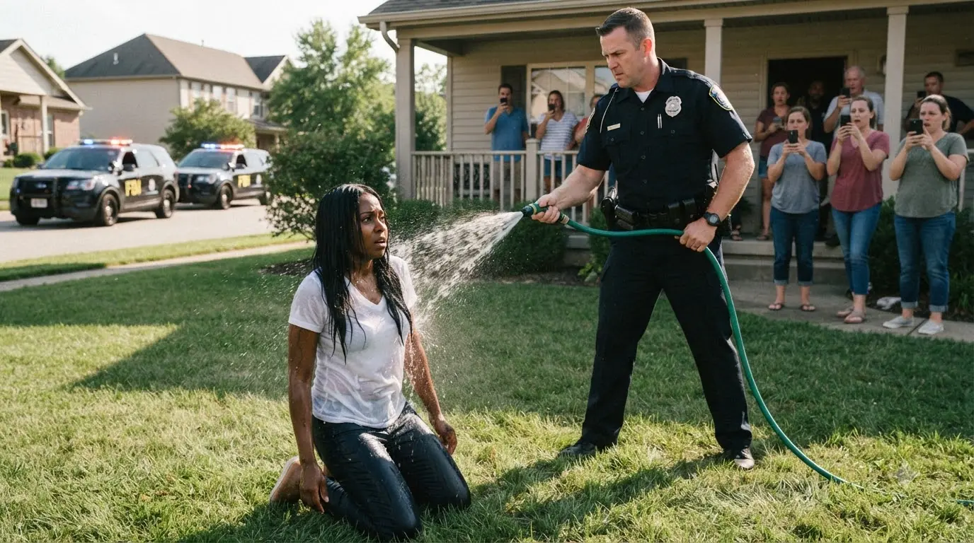 A Cop Drenched Her on Her Own Lawn — Then Two Black SUVs Turned Onto the Street