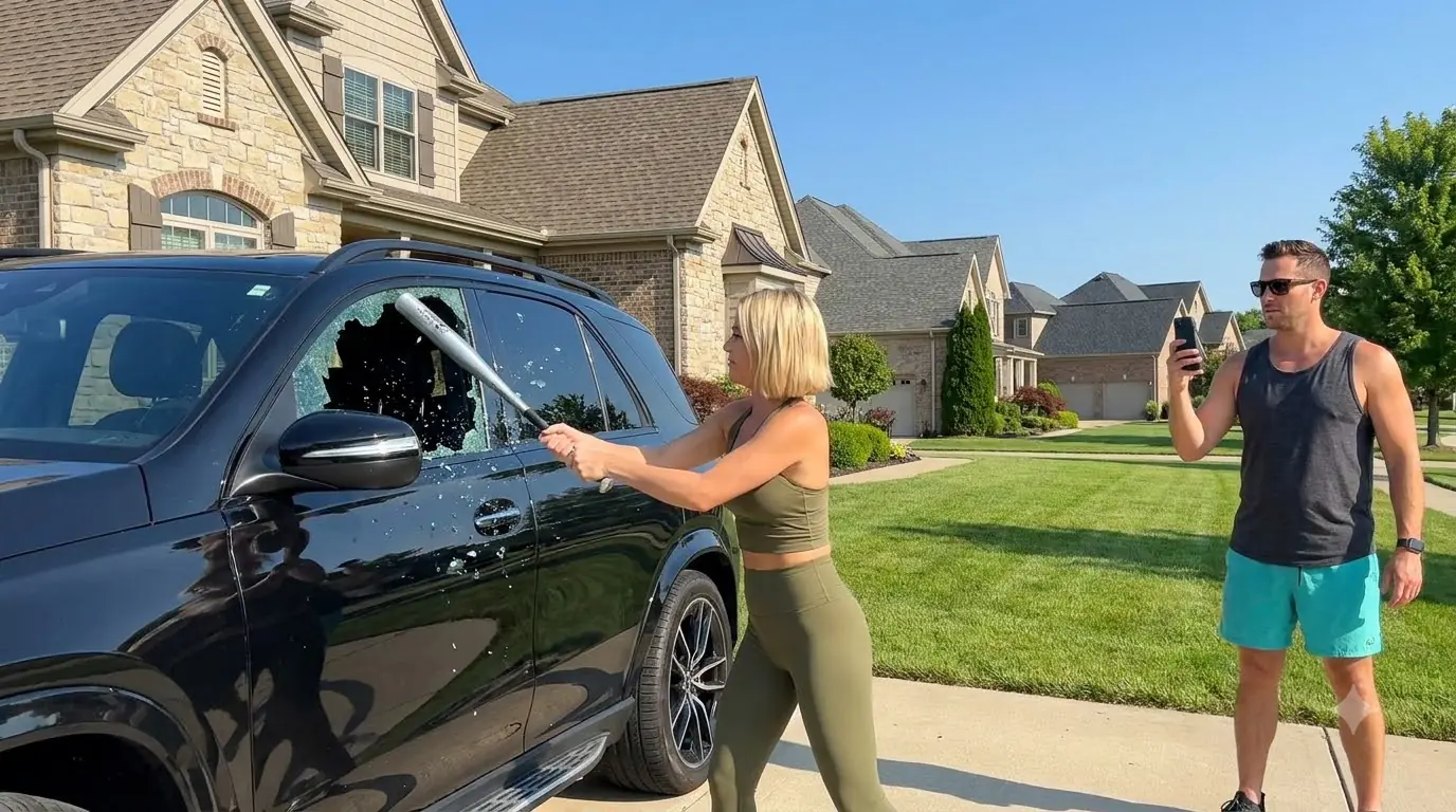 She Swung the Bat at the Wrong Car — Then the Driveway Fell Silent