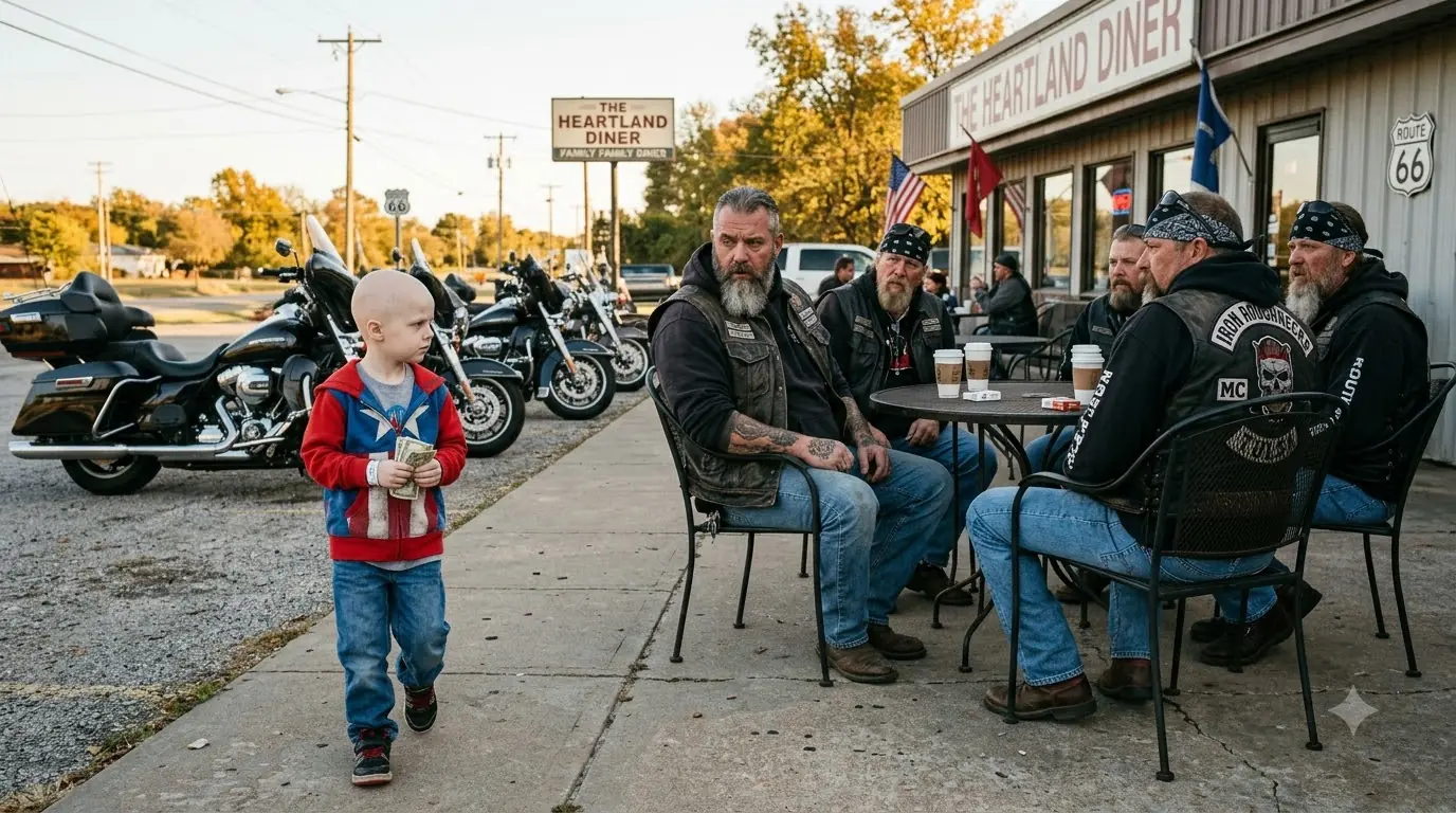 A Five-Year-Old Put $7.40 on a Biker’s Table — Then the Whole Diner Went Quiet
