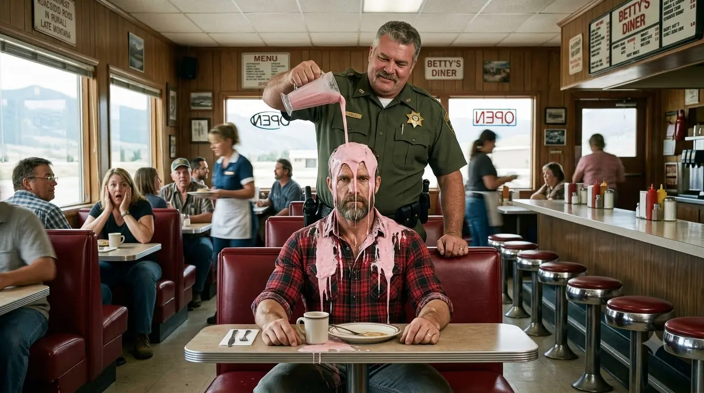 A Sheriff Poured a Milkshake Over a Quiet Mechanic — Then the Diner Door Opened