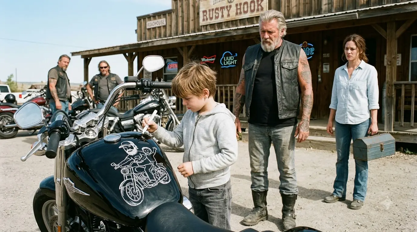 A Boy Drew His Father on a Biker’s Motorcycle — Then the Owner Recognized the Face