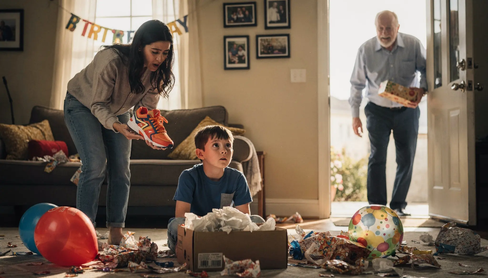 His Mother Took Away the Sneakers He Opened on His Birthday — Then His Grandfather Walked Through the Door