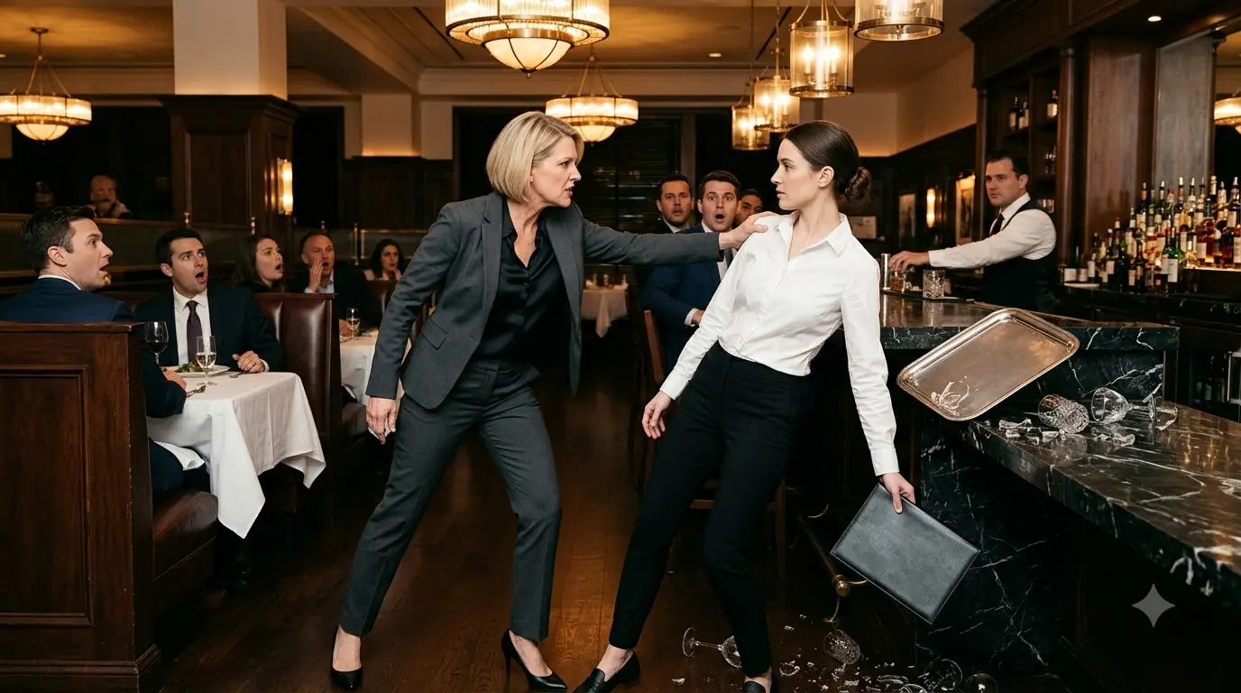 She Smashed the Waitress’s Tray in Front of Everyone — Then the Folder Hit the Floor