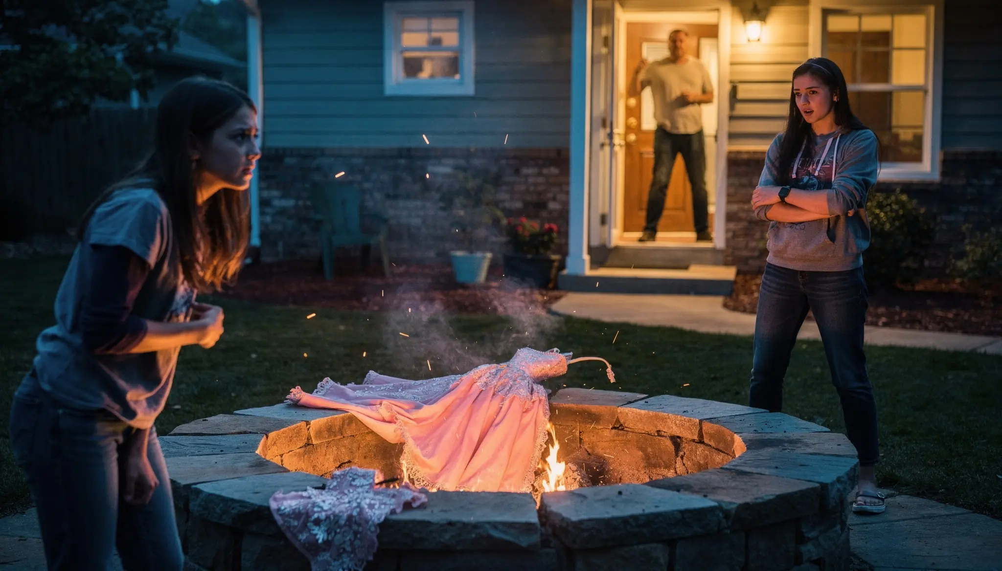 Her Stepsister Threw Her Pink Gown Into the Fire Pit — Then Her Father Came Home Before the Flames Died
