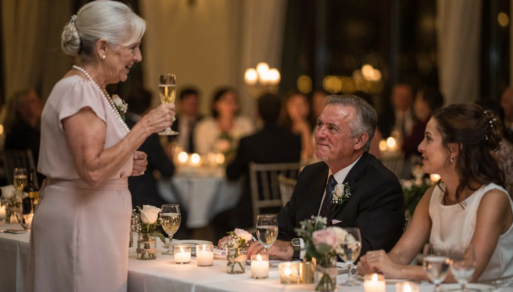 An Elderly Woman Raised Her Glass at the Rehearsal Dinner — Then the Bride’s Father Stopped Smiling