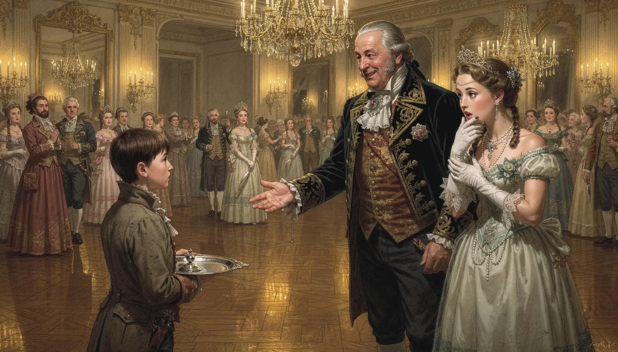 A Wealthy Merchant Mocked a Young Servant Before the Entire Ballroom — Then His Daughter Went Pale at One Quiet Sentence