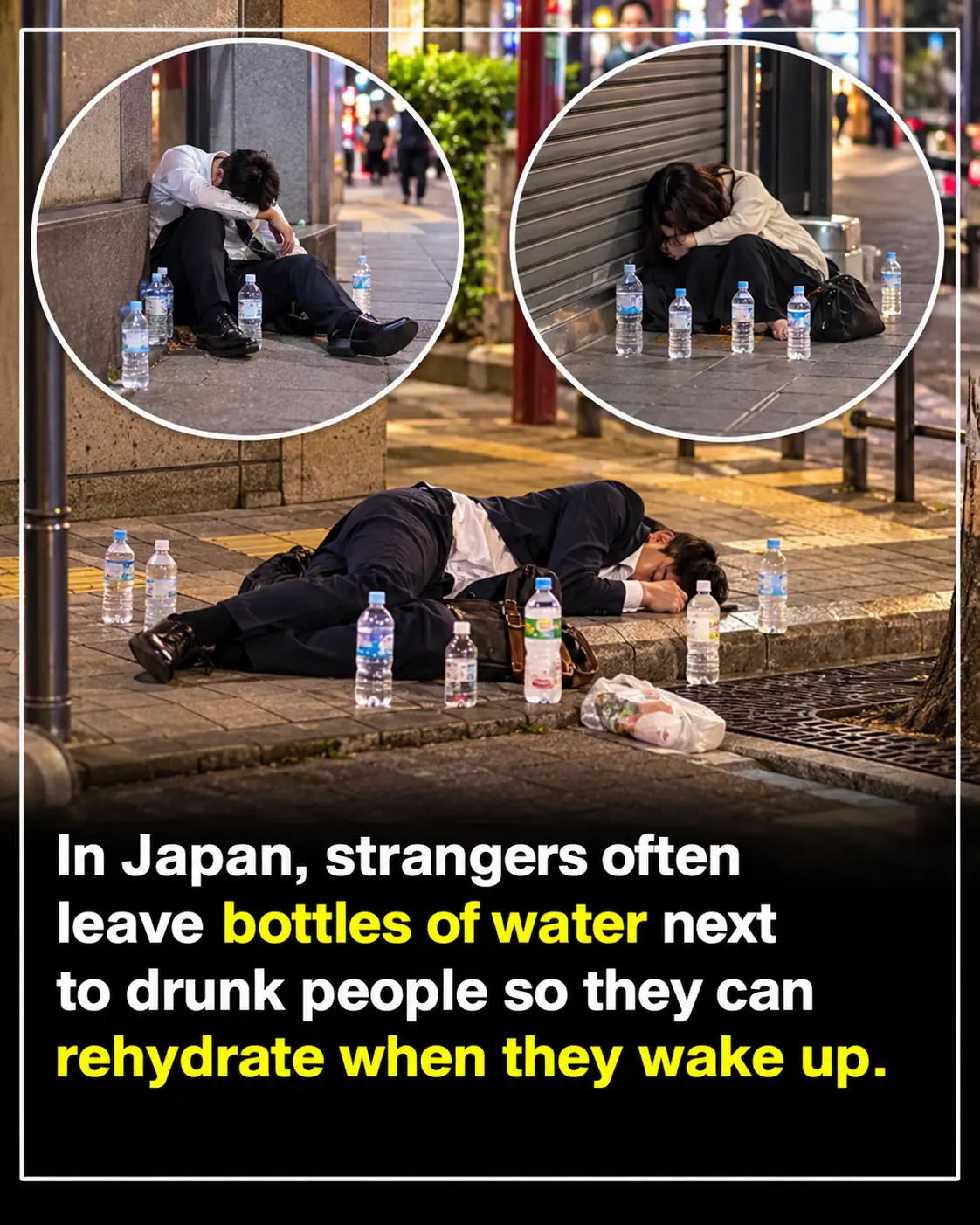 Strangers in Japan Leave Water for People Who Fall Asleep After Drinking — A Small but Heartwarming Act of Kindness