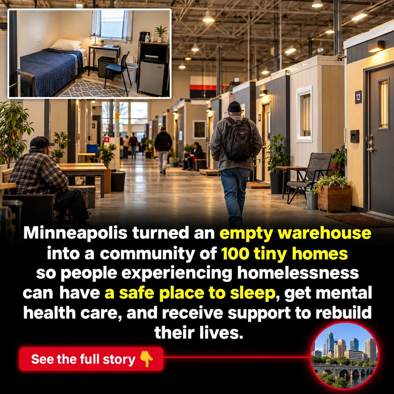 Minneapolis Transformed an Old Warehouse Into a Village of 100 Tiny Homes to Help People Rebuild Their Lives
