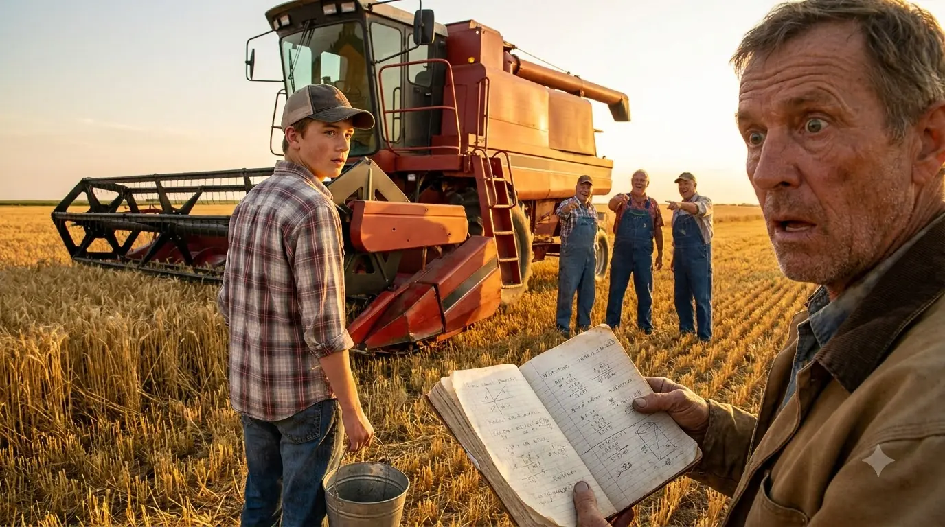 They Mocked the 16-Year-Old Farmer for Following the Combine With a Bucket — Until One Farmer Saw His Notebook