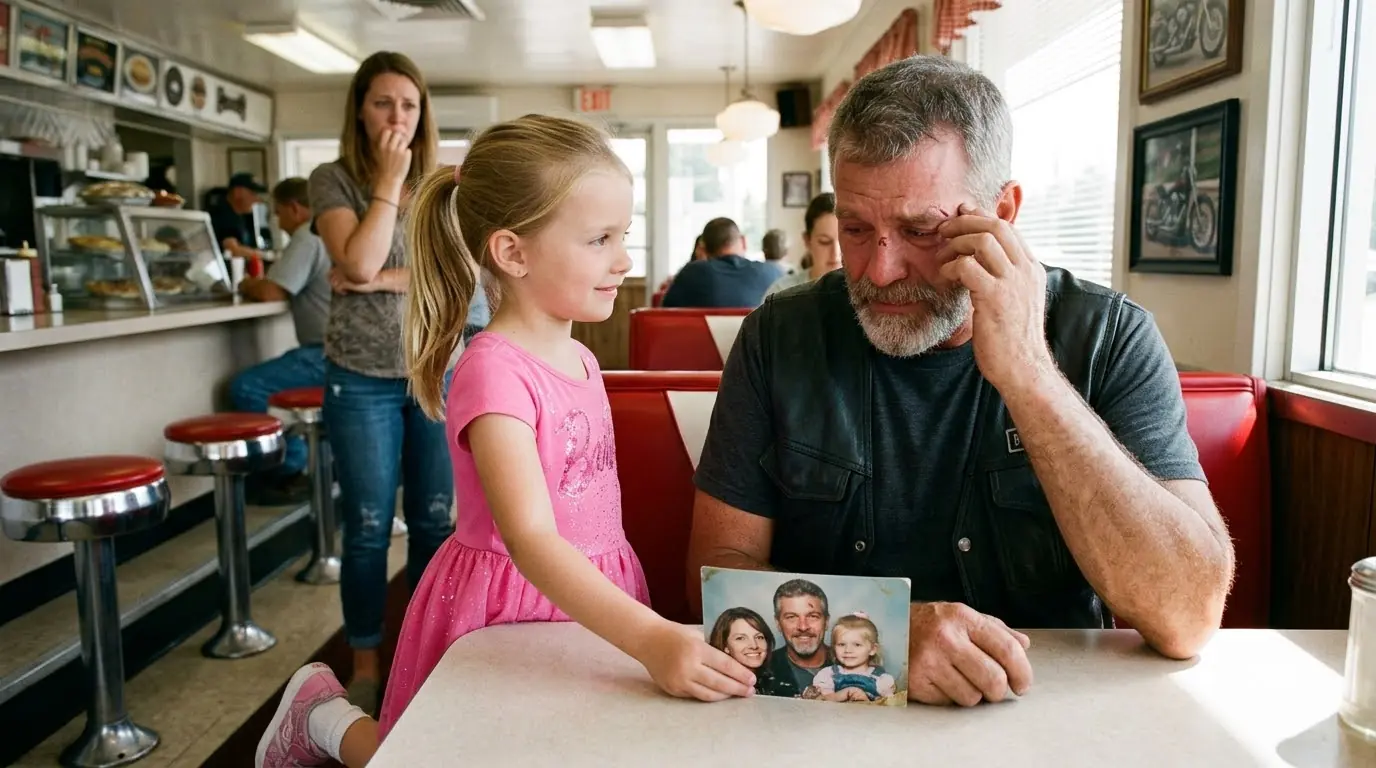 A Little Girl Walked Up to a Biker in a Roadside Diner — One Family Photo Made Him Stop Smiling