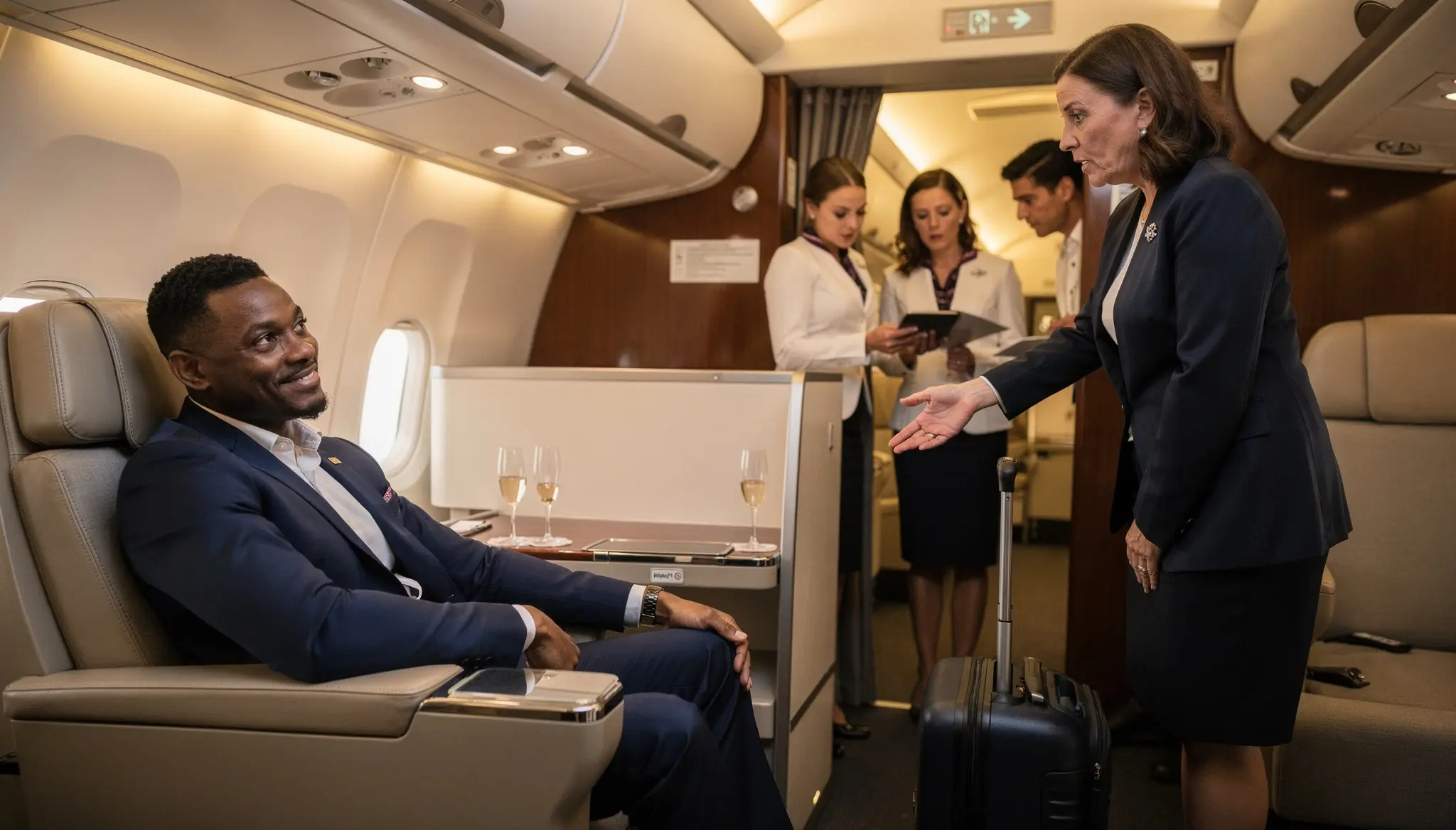 She Told Him First Class Was a Gate Mistake — Then the Crew Asked Mr. Cole for Door Approval