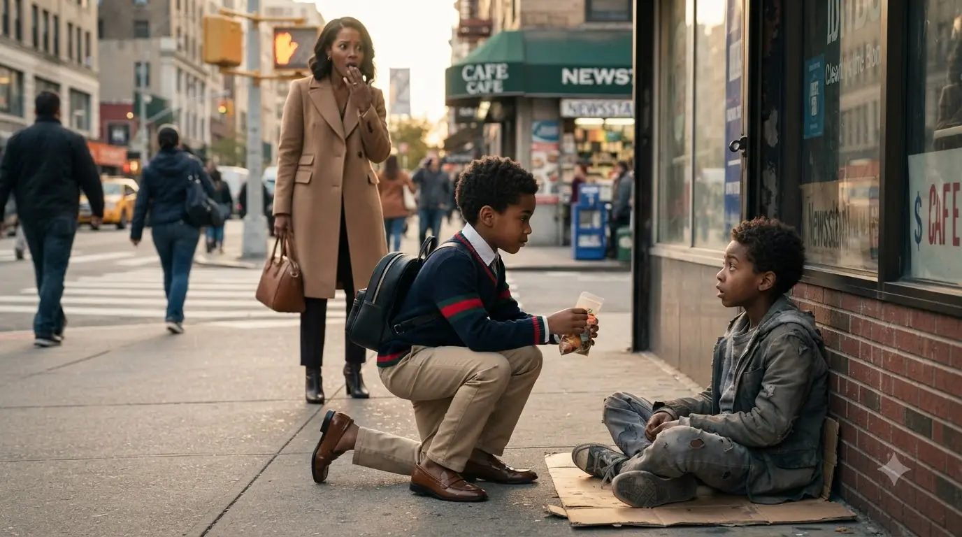 My Son Stopped Beside a Beggar Boy — The Necklace Reopened a Secret I Buried Years Ago