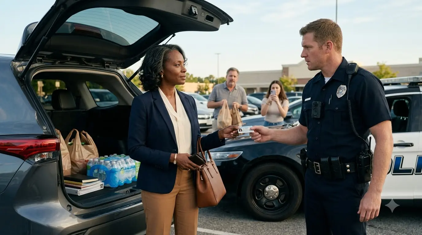 She Loaded Groceries After a Long Week — Then a Patrol Car Blocked Her In