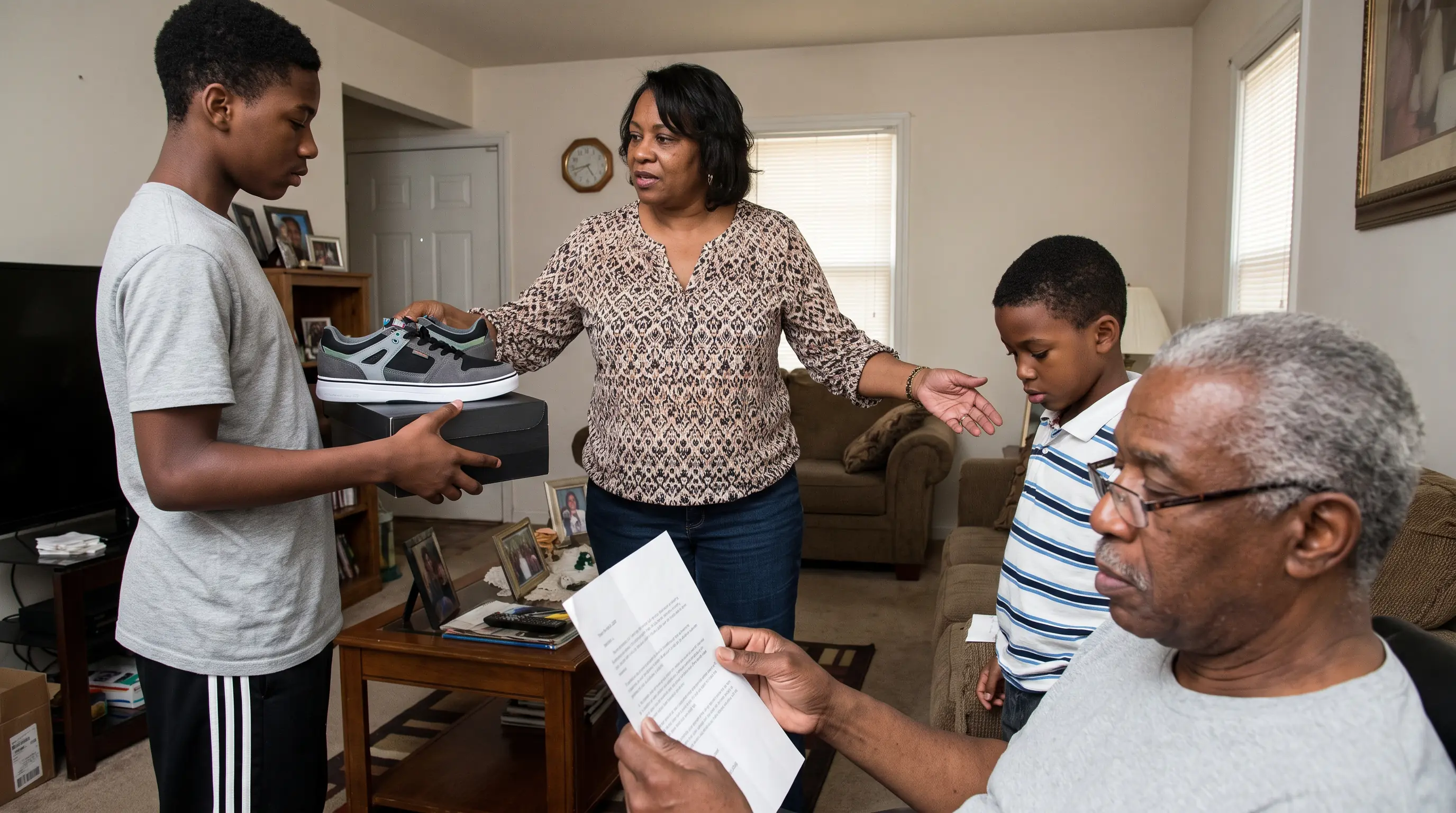 She Handed One Son $190 Sneakers and Told the Other to Ask Her Later — Then His Grandfather Read the Form Out Loud