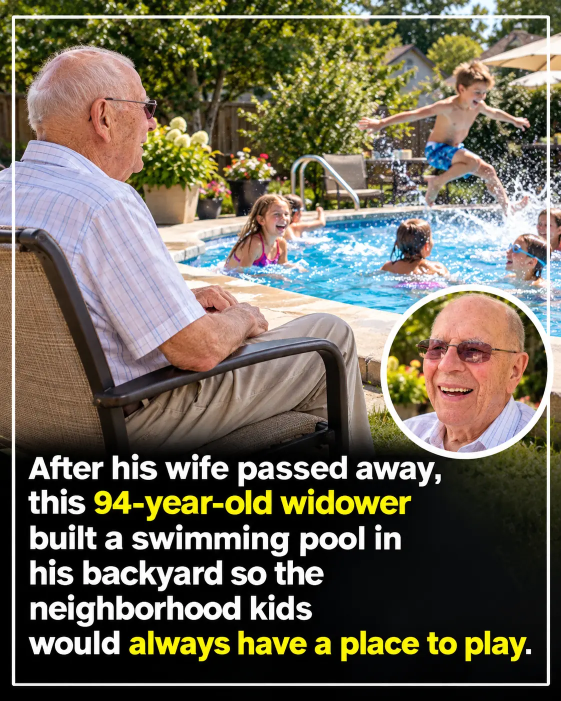 After Losing His Wife of 66 Years, 94-Year-Old Man Builds a Pool to Bring Laughter Back Into His Life