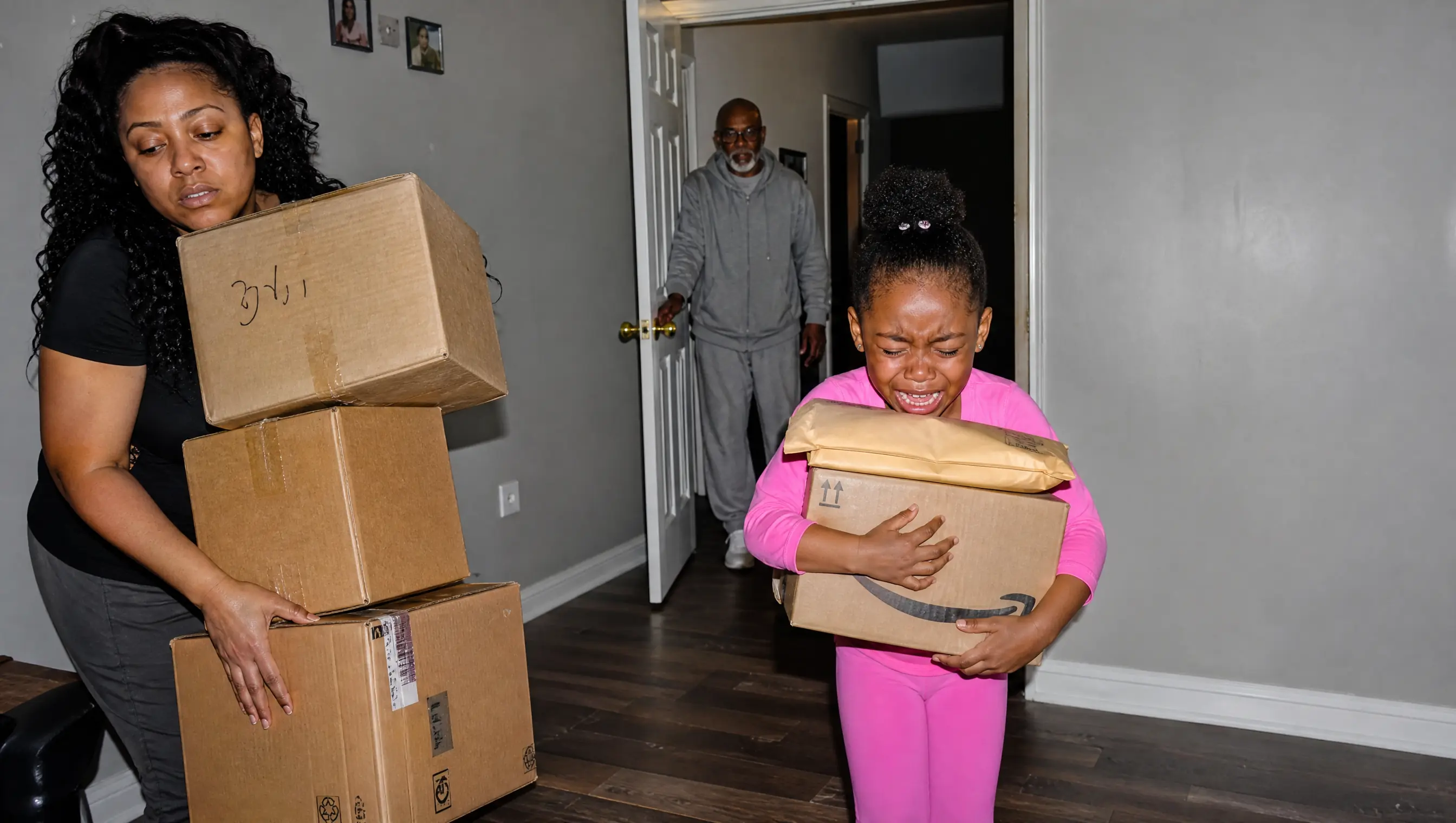 She Piled Boxes in Her Crying Daughter's Arms and Wouldn't Stop to Listen — Then Her Father Walked Back Through the Door