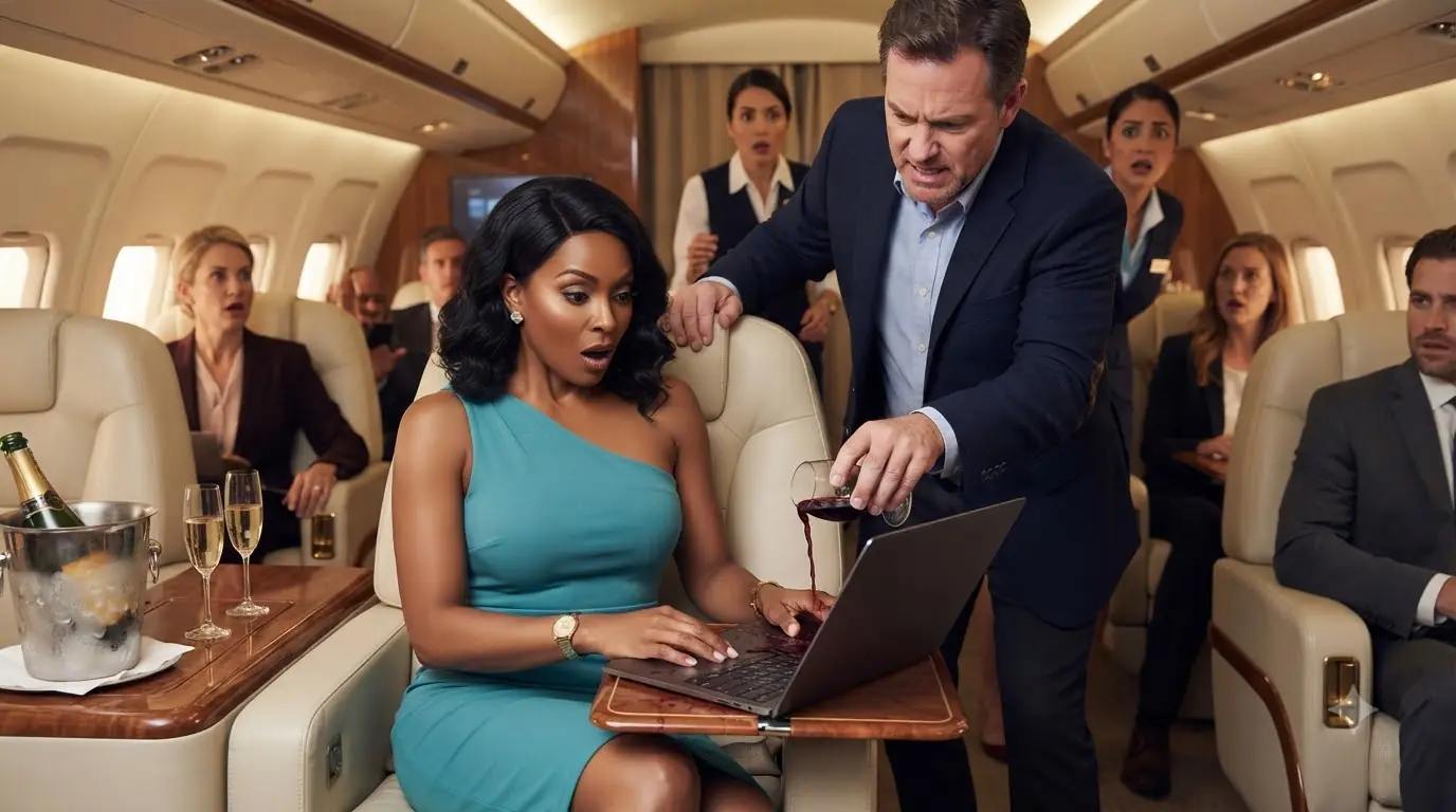 He Poured Champagne Over a Woman in First Class — The Cabin Went Silent When the Captain Arrived