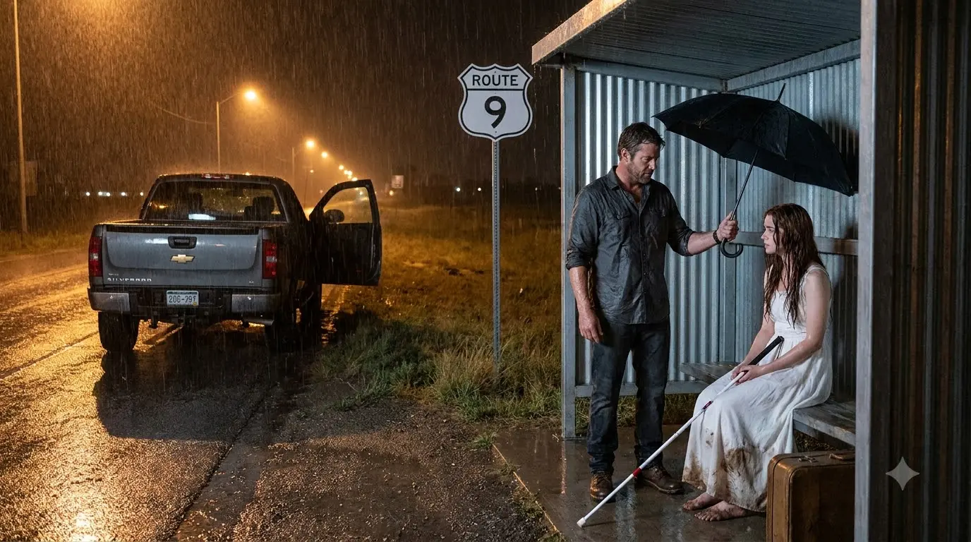 A Single Dad Found a Blind Woman Abandoned in the Rain — Then the Letter in Her Suitcase Named His Daughter