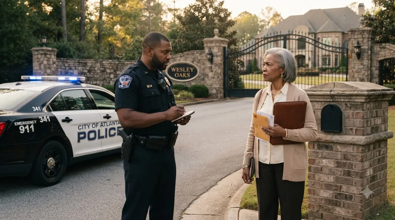 A Police Officer Handcuffed an Elderly Woman Outside a Mansion — Then the Front Door Opened Behind Him