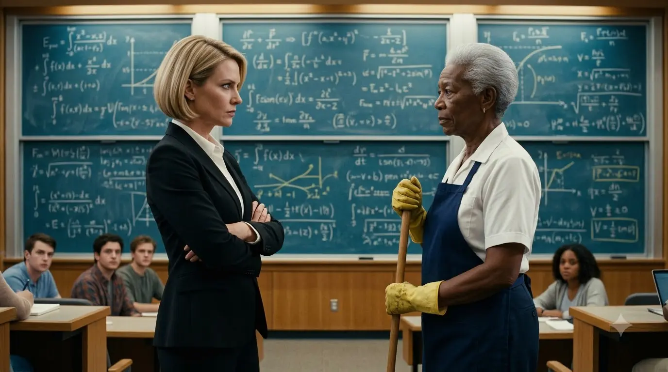 Liberal Calculus Professor Tries to Belittle a Janitor — Has No Idea She's a Math Genius