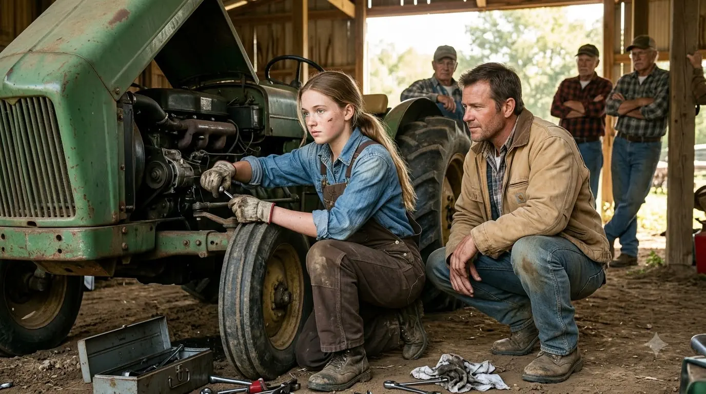 Farmers Laughed When a 15-Year-Old Girl Bought a Dead Tractor — Then One Hidden Service Card Exposed Why It Was Never Broken