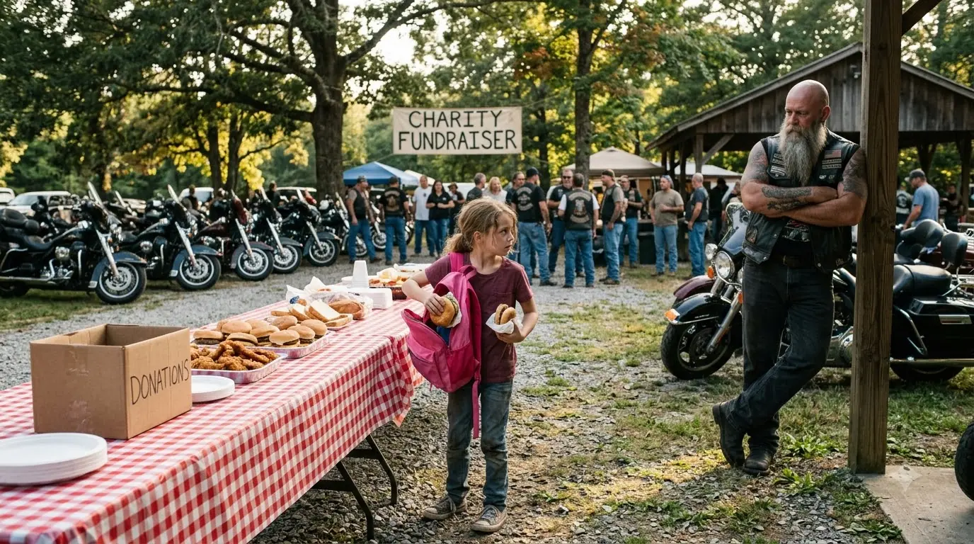 A Little Girl Hid Food in Her Backpack at a Biker Fundraiser — Then the Club President Followed Her Across the Road