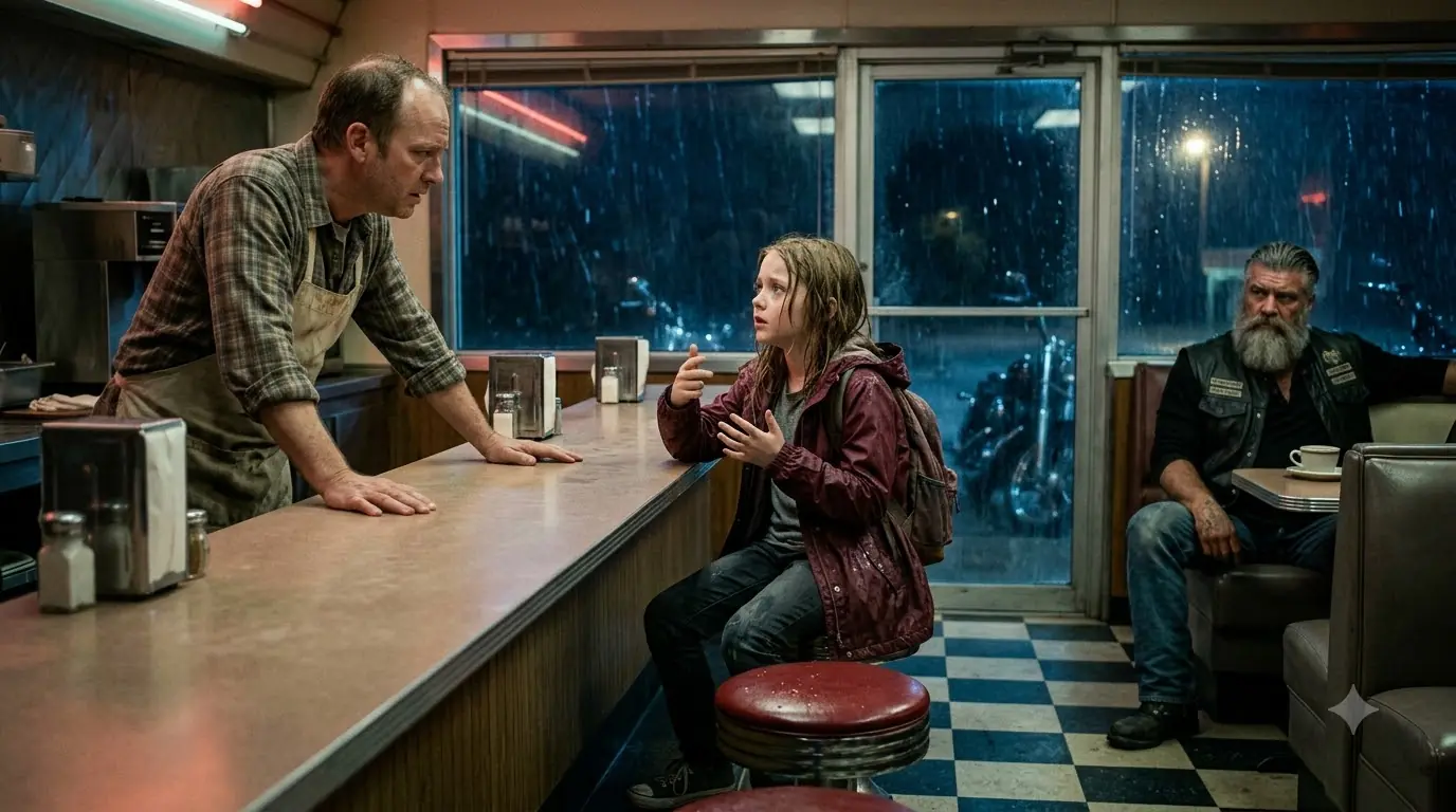 A Deaf Little Girl Slid a Note Across a Diner Counter — Then a Gray-Bearded Biker Saw the Photograph in Her Backpack