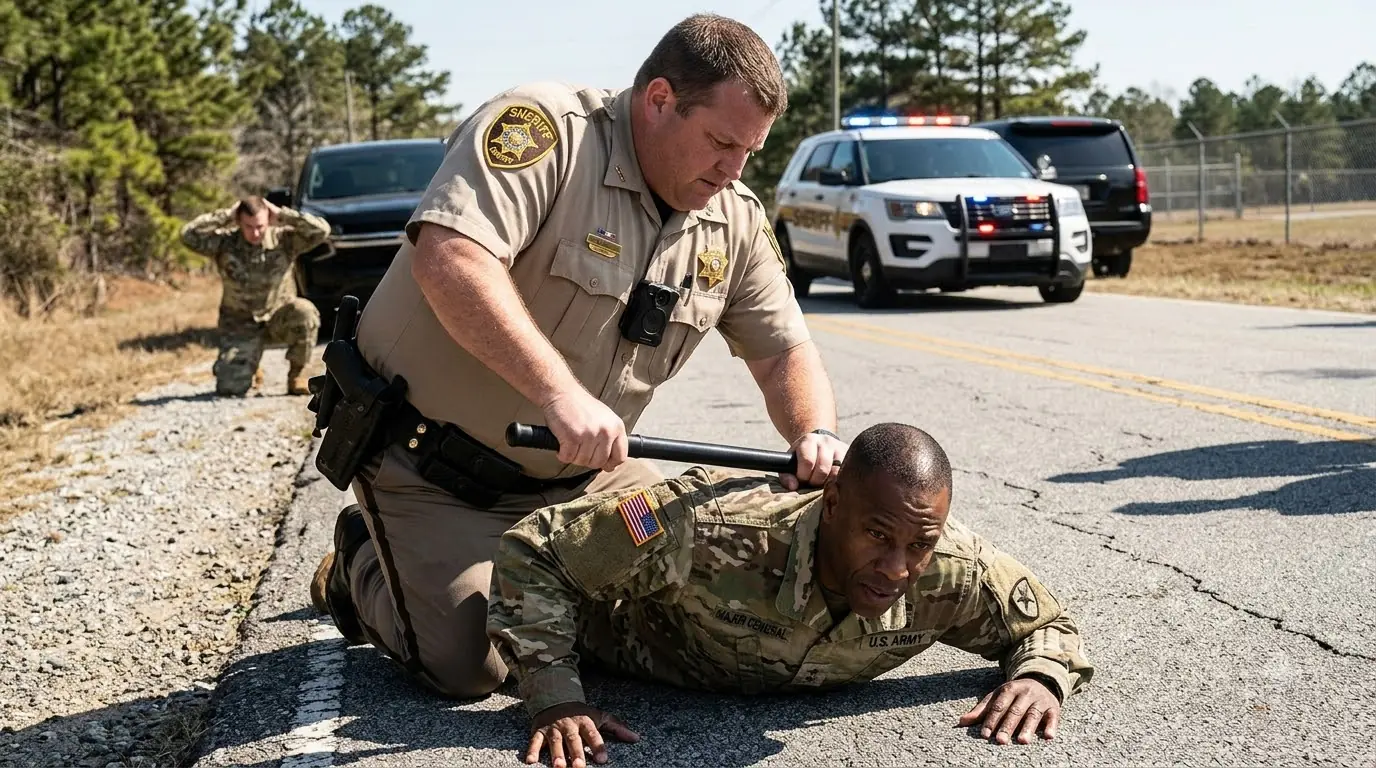 Sheriff Pressed a Baton Into a Man’s Back — Then the Highway Behind Him Filled With Black SUVs