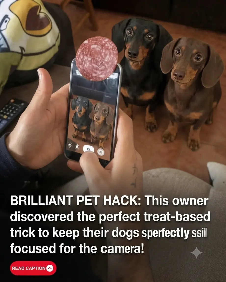 He Put a Slice of Salami on His Phone… and His Dogs Suddenly Became Perfect Models 😂🐶