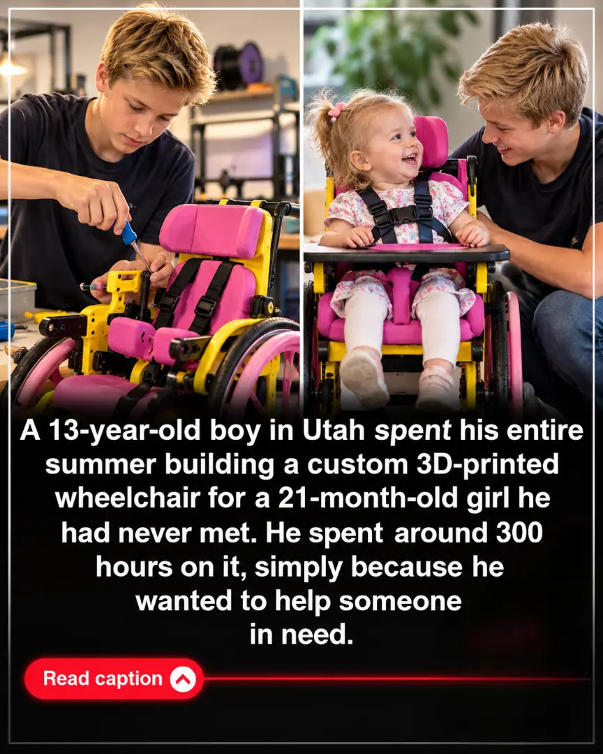 13-Year-Old Spends 300 Hours Building a Custom Wheelchair for a Little Girl He’d Never Met