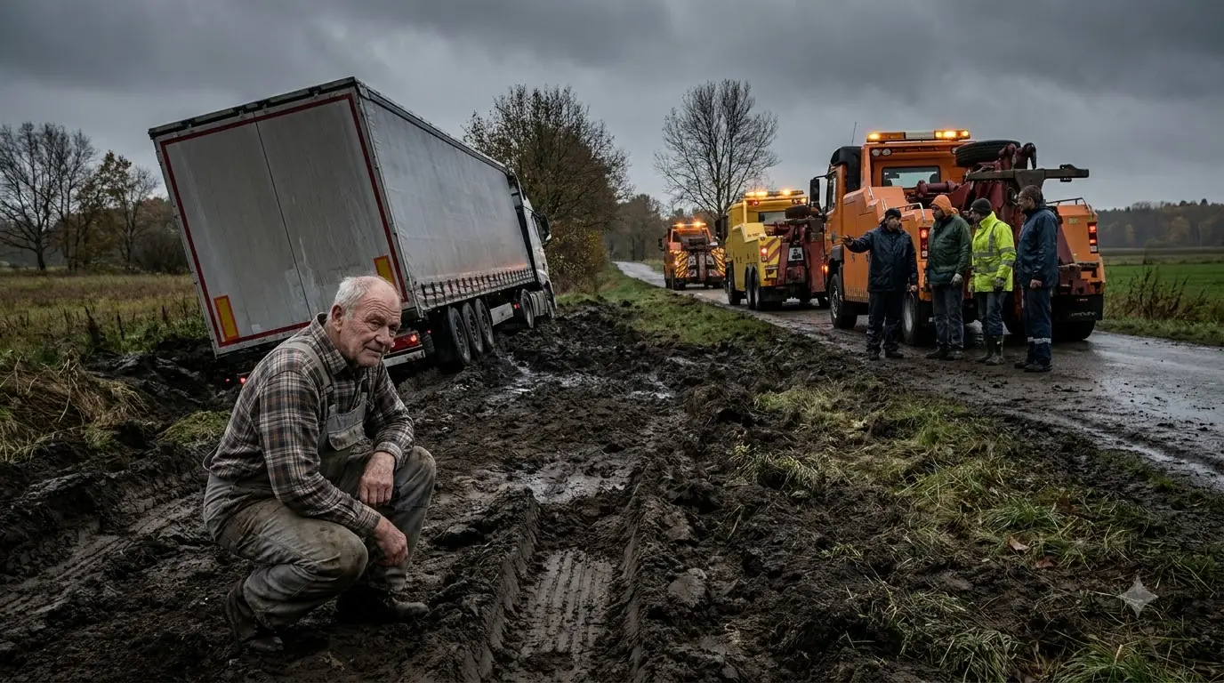 Three Towing Companies Couldn't Explain the Stuck Semi — Then an Old Farmer Looked at the Tire Tracks