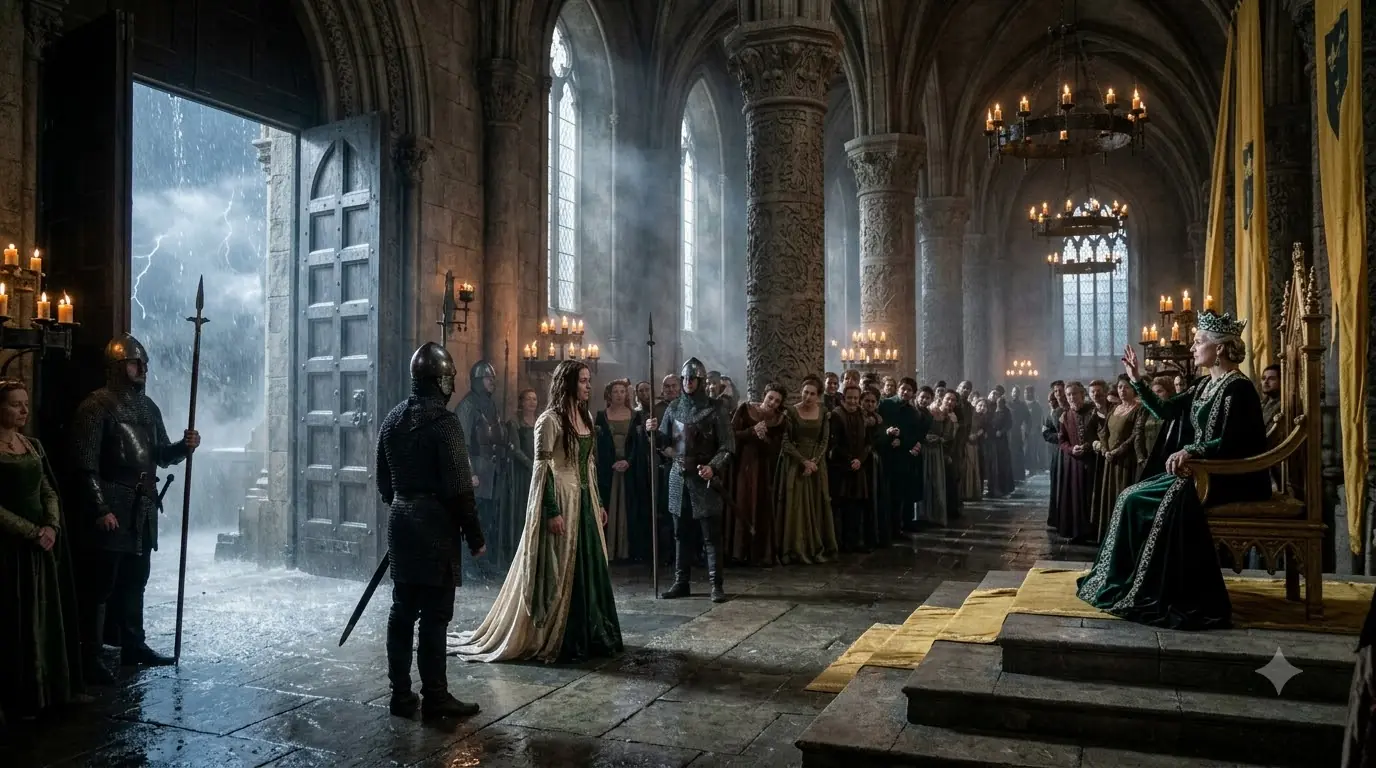 She Entered the Throne Hall Soaked by the Storm — Then the Giant Beast Knelt Before Her