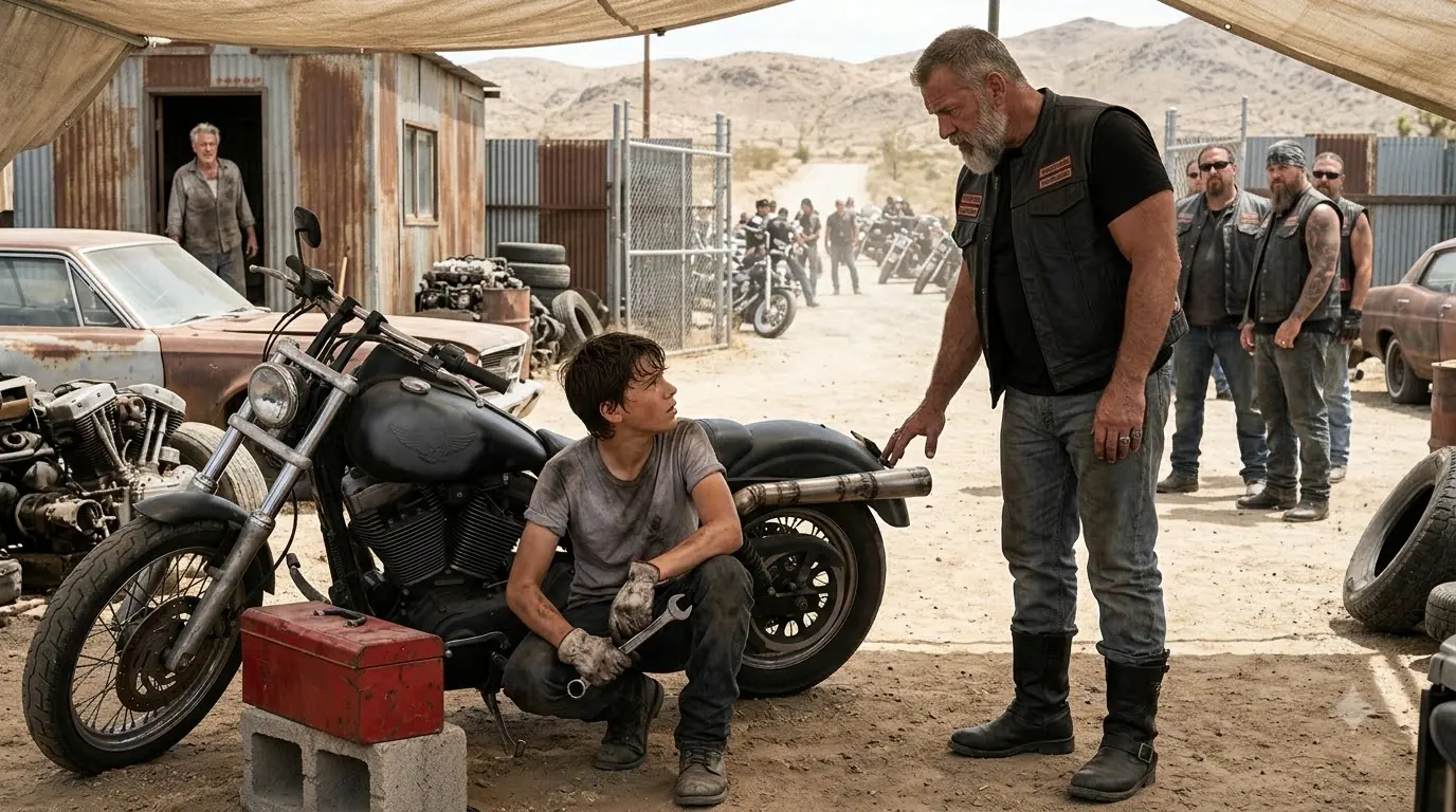 Junkyard Kid Found and Fixed a Broken Motorcycle — 305 Hells Angels Rode In Like a Storm
