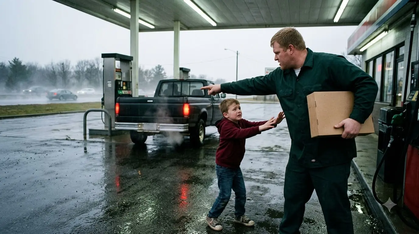 His Stepfather Threw His Birthday Cake Into the Rain — Then the Biker Saw What the Boy Was Holding