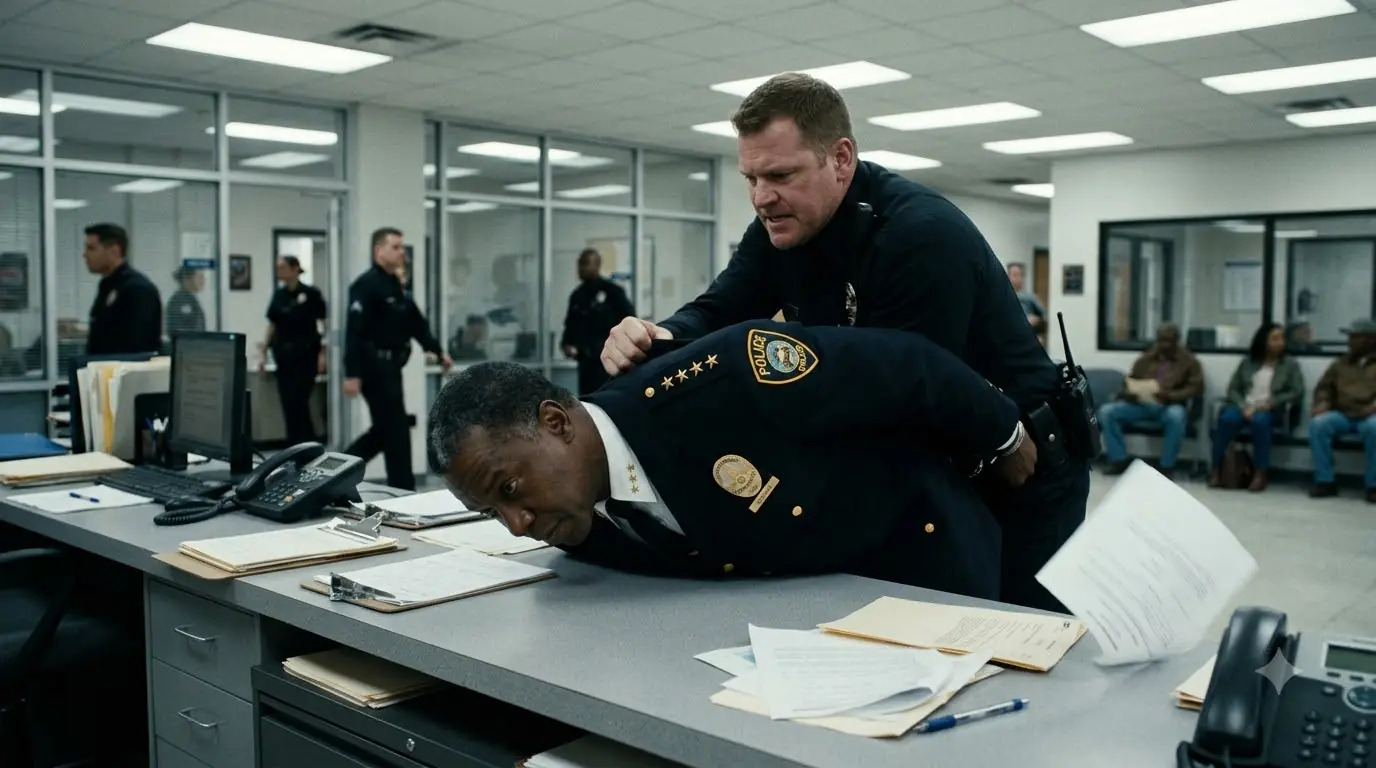 They Handcuffed a Man in a Chief’s Uniform — Then One Radio Call Made the Entire Station Go Silent