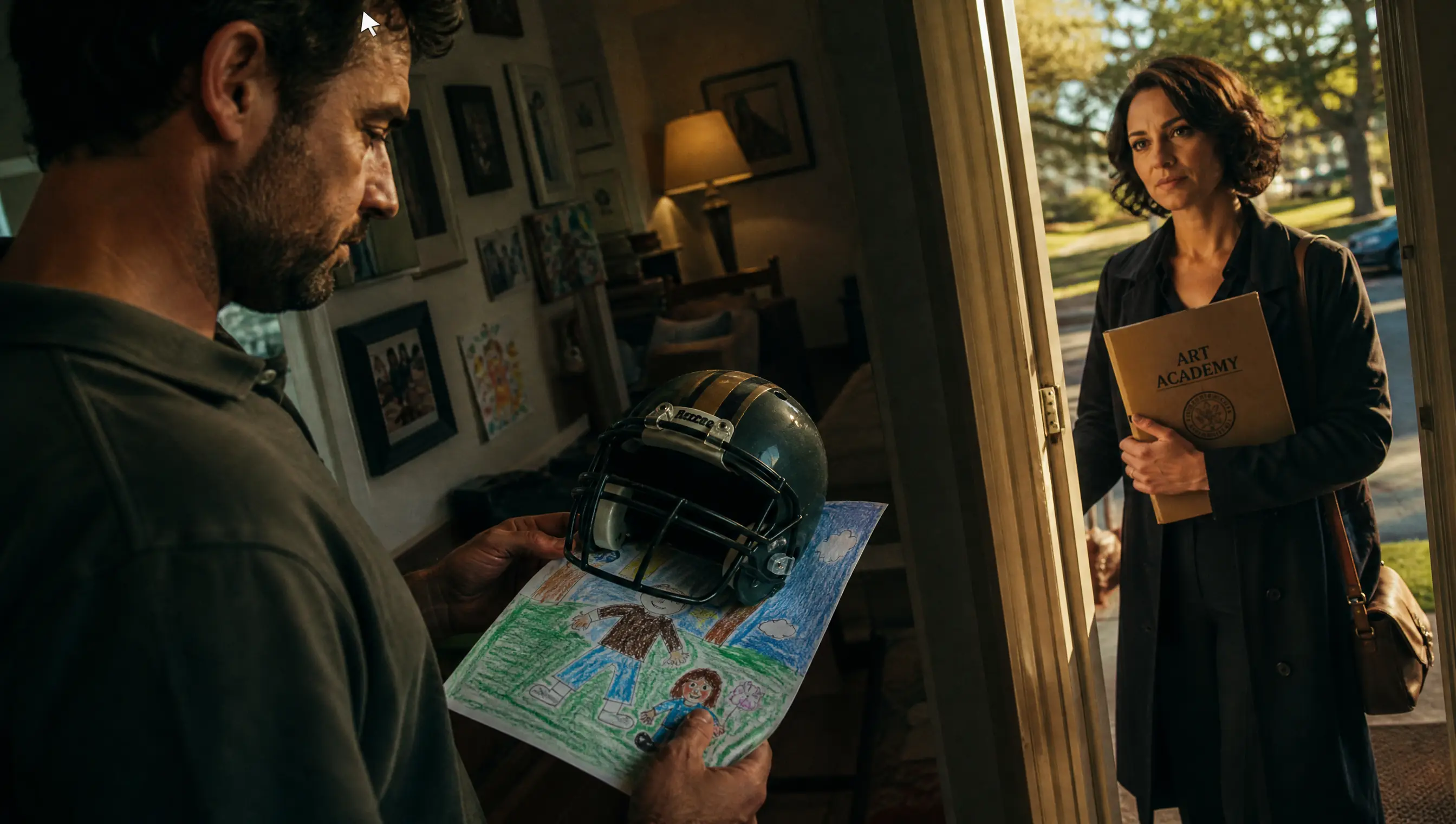 He Put a Football Helmet on Top of His Son’s Drawings — Then a Woman From an Art Academy Knocked at the Door