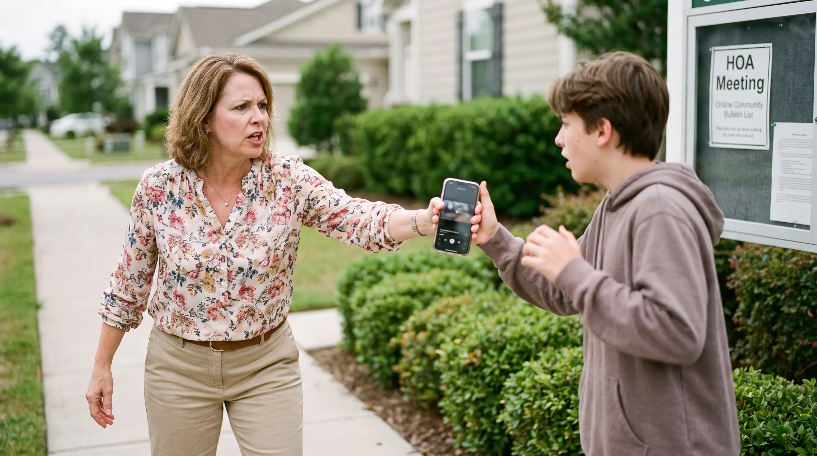 HOA Karen Snatched My Phone To Delete A "Sensitive Video" — She Froze When She Saw The Active Call To 911