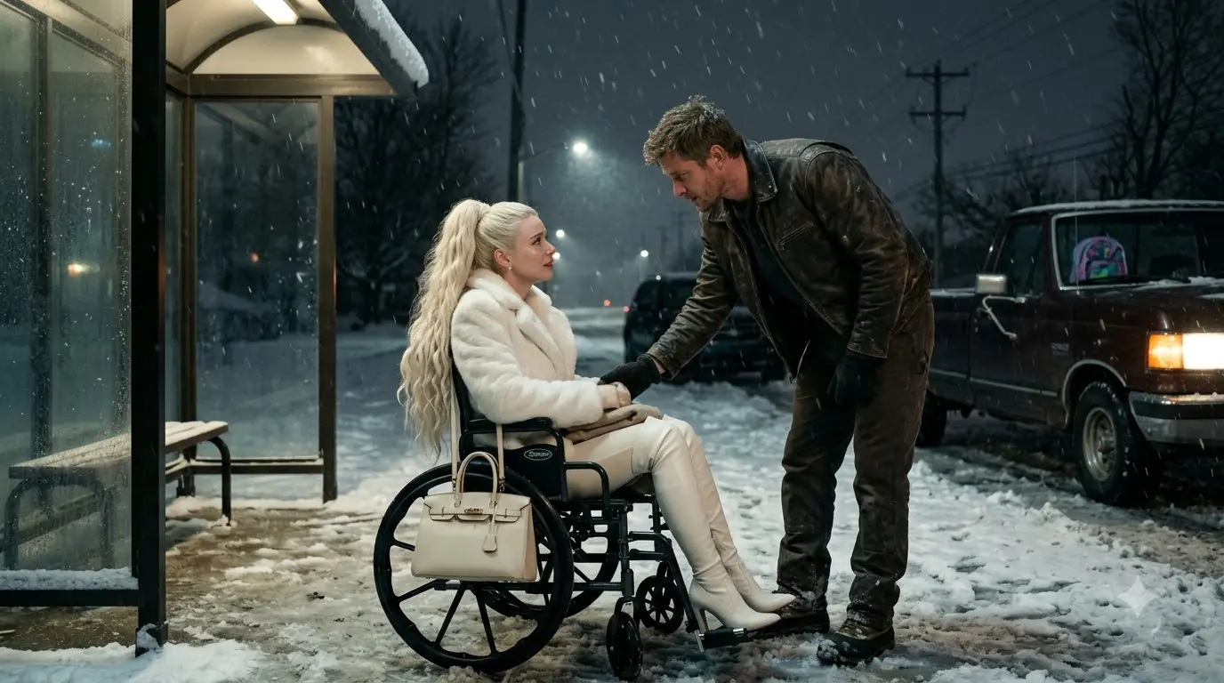 A Single Dad Found a Woman Freezing Alone at a Bus Stop — Then She Appeared Inside His Factory the Next Morning