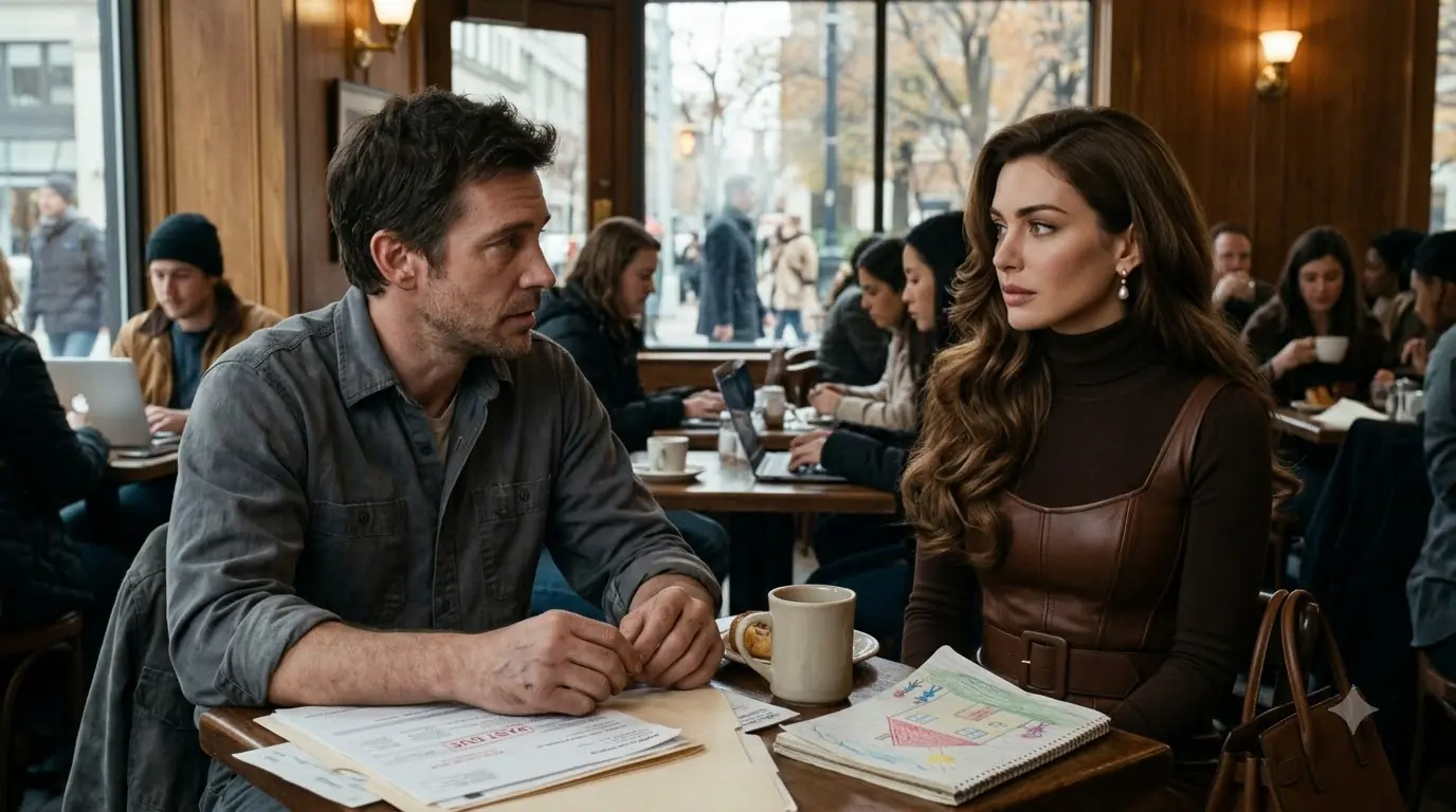 A Billionaire Asked a Tired Single Dad, “Can I Sit With You?” — Then She Saw the Receipt Beside His Coffee