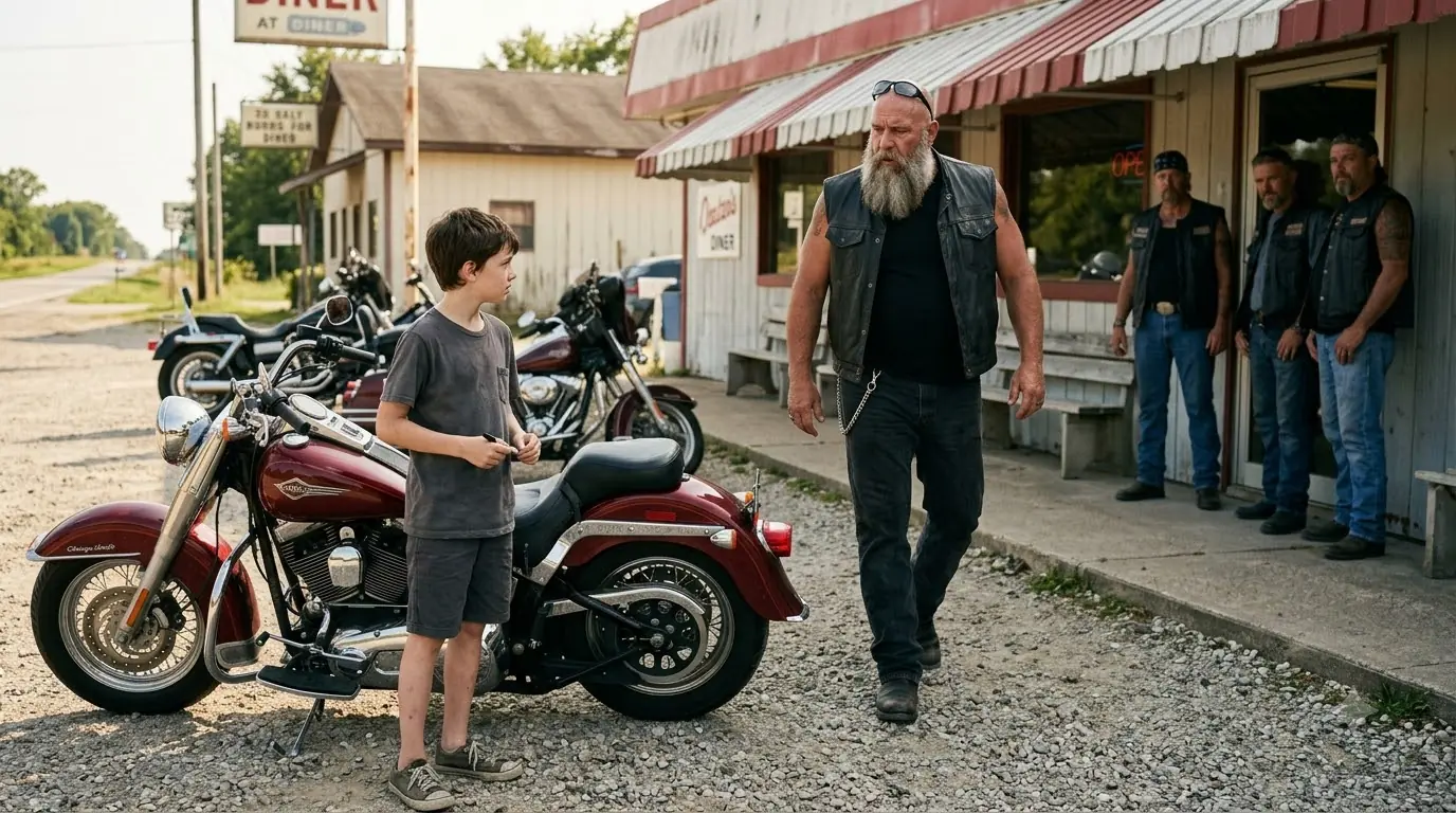 A Boy Drew His Dead Father’s Symbol on a Biker’s Motorcycle — Then the Man Reached Beneath the Seat