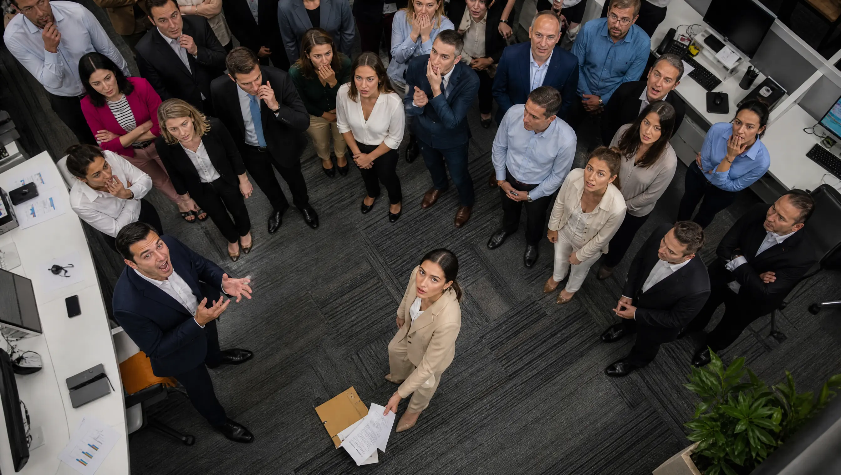 He Proudly Announced His Engagement in Front of the Whole Office — Until a Woman in Beige Dropped a Folder and Said, "Read the Papers"