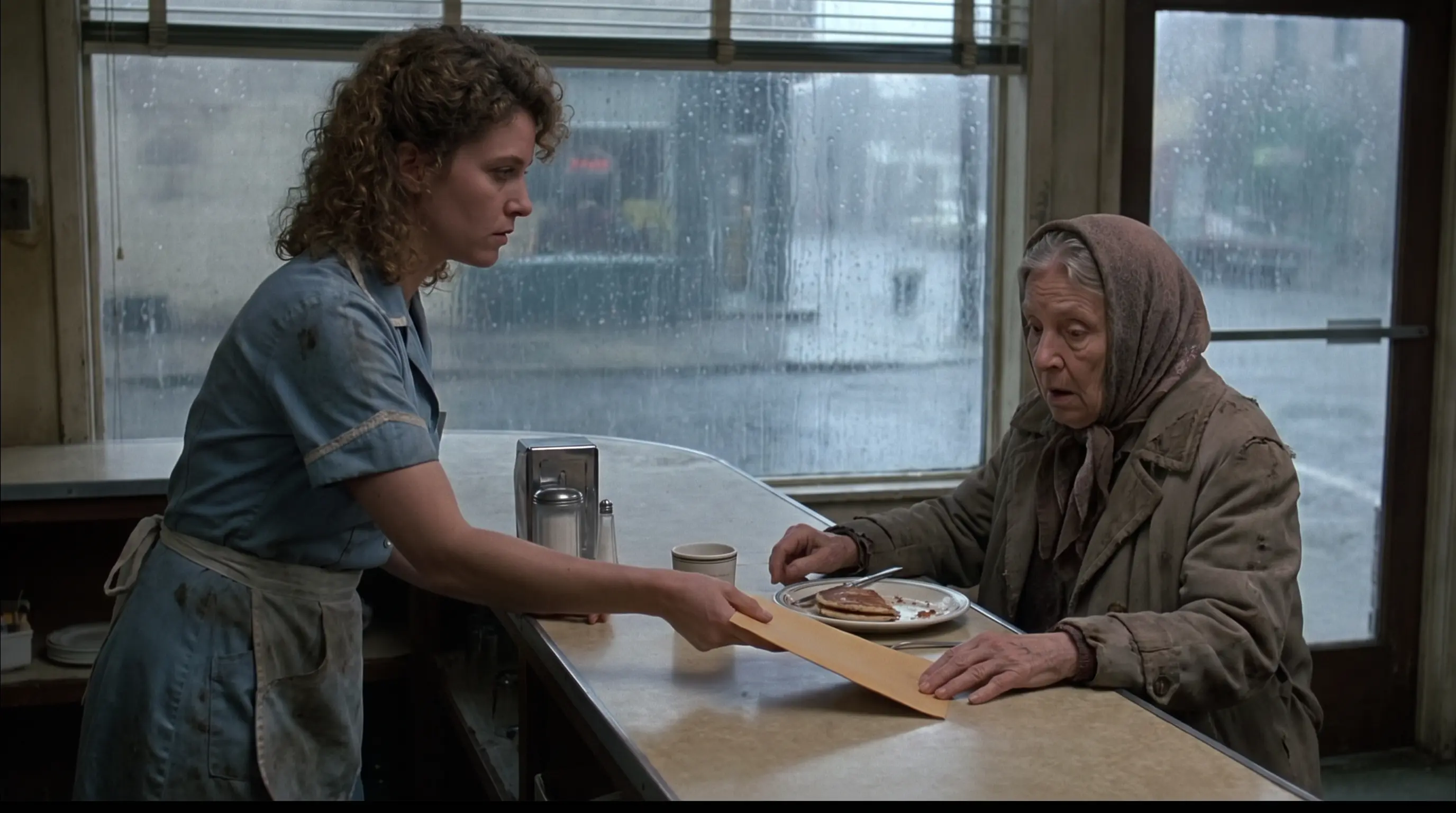 The Waitress Gave a Penniless Old Woman Free Pancakes on a Rainy Day — Until She Slid Over an Envelope and Said, "You'll Want to See This"