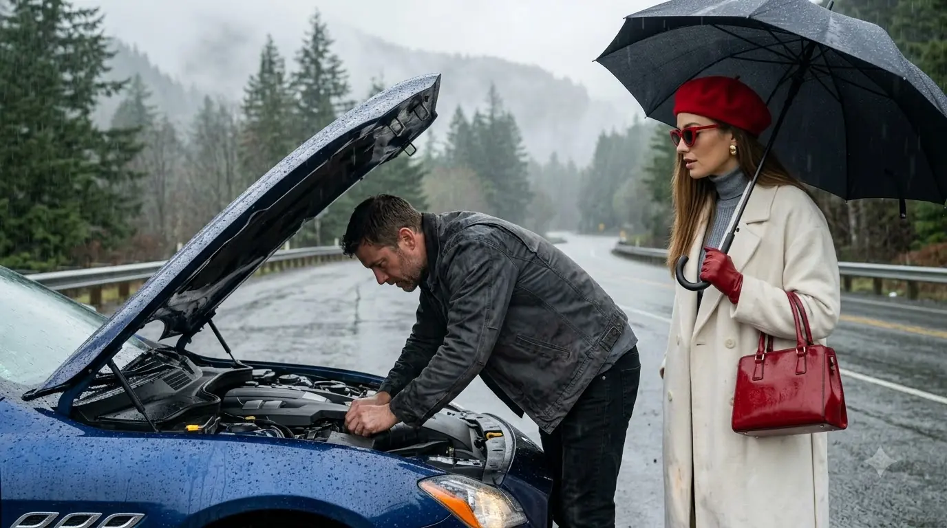 A Single Dad Fixed a Stranger’s Car in the Rain — Then She Asked Him to Keep the Broken Wire