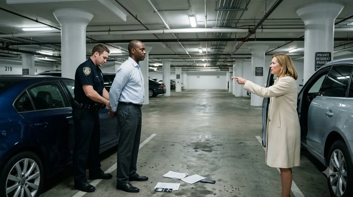 A Woman Ordered Police to Arrest the Quiet Man in Her Garage — Then One Call Made the Entire Building Go Silent