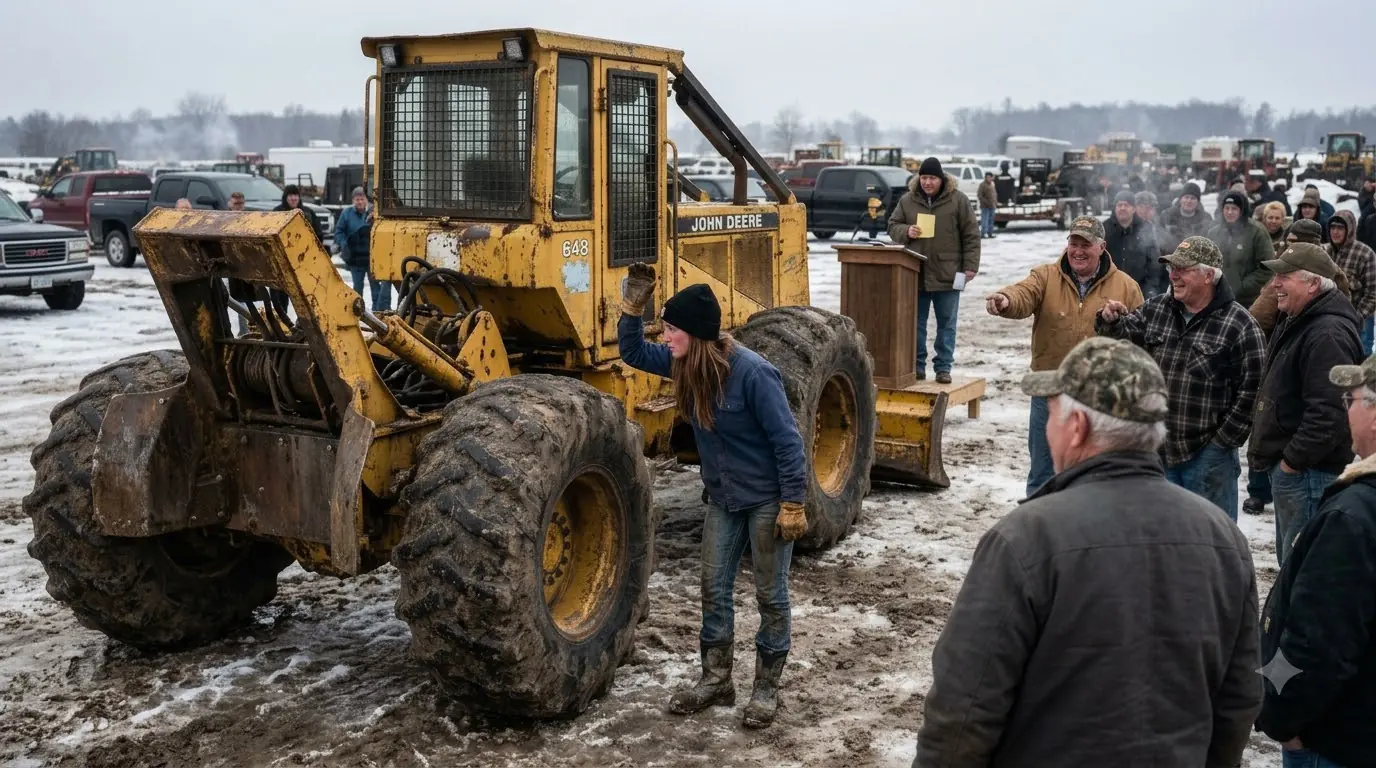 A Young Farm Girl Paid $1,100 for a Skidder Everyone Called Scrap — Three Winters Later, the Men Who Laughed Were Asking for Her Numbers