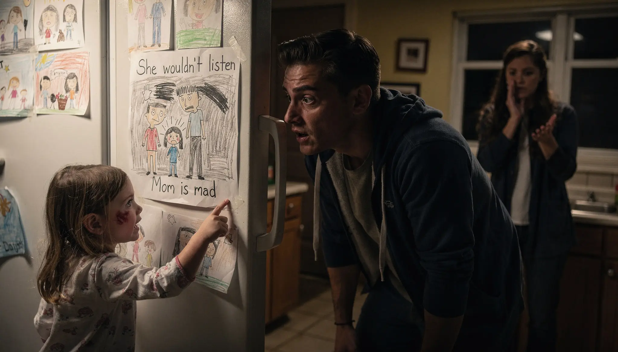 Mom Slapped Her Little Girl and Said, "She Wouldn't Listen" — Until the Daughter Pointed at the Fridge and Whispered, "Daddy, Look"