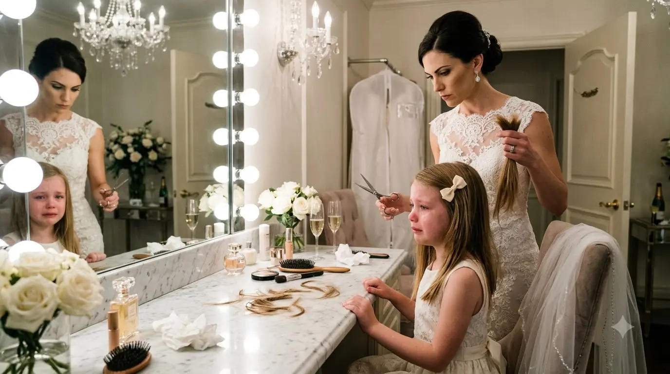The Bride Cut Her Future Stepdaughter’s Hair Before the Wedding — Then the Dressing-Room Door Opened