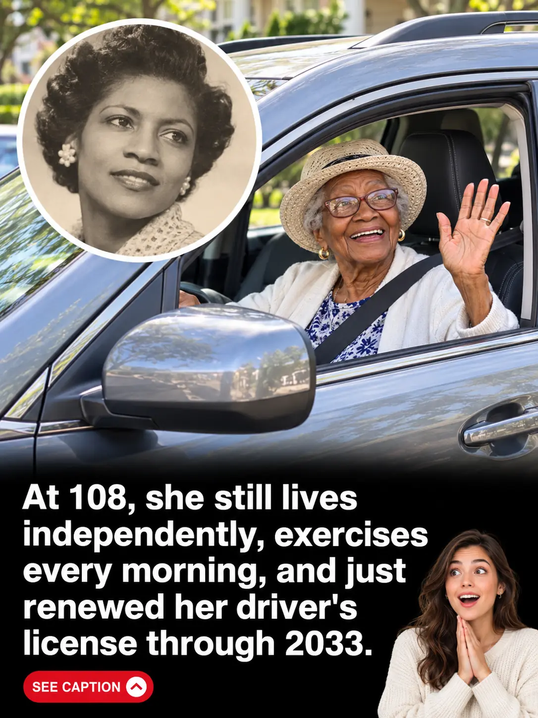 108-Year-Old Woman Still Lives Alone, Exercises Every Morning, and Renews Her Driver’s License Until 2033