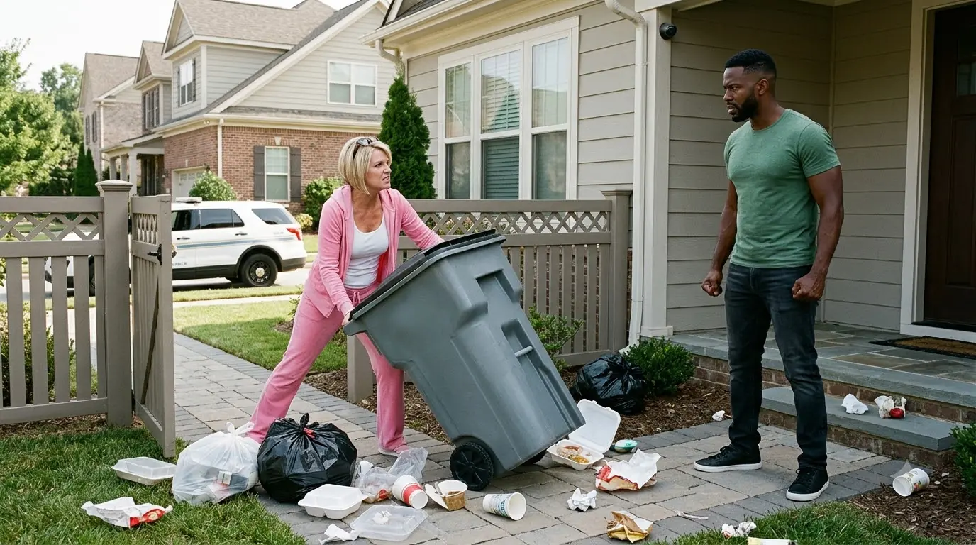 The HOA President Dumped Garbage Across His Front Yard — Then a Quiet Government Car Stopped at the Curb